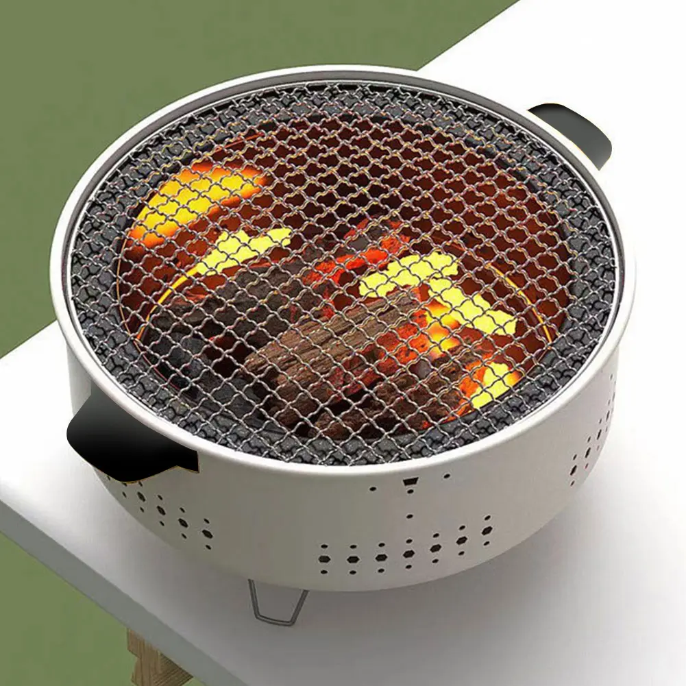 Round Barbecue Stove Portable Charcoal Fire Stove Multifunctional Barbecue Grill Stove for Outdoor Camping Picnic Travel