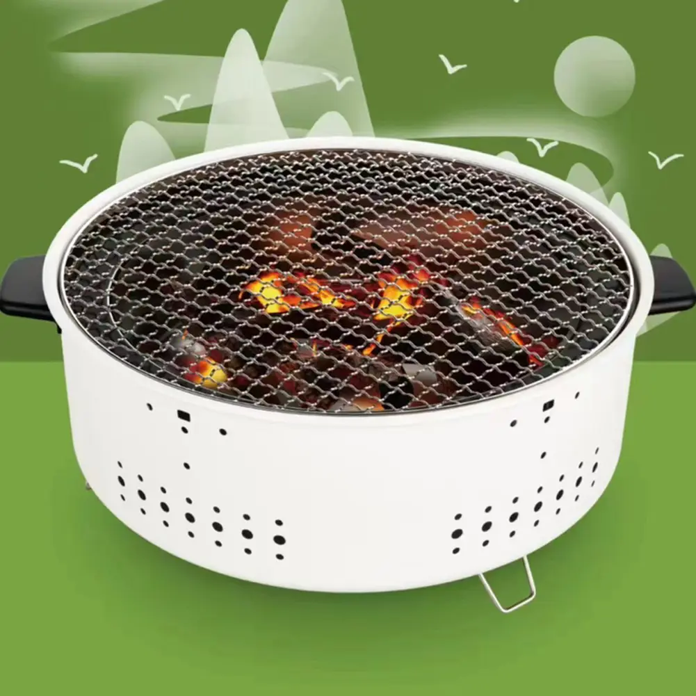 Round Barbecue Stove Portable Charcoal Fire Stove Multifunctional Barbecue Grill Stove for Outdoor Camping Picnic Travel