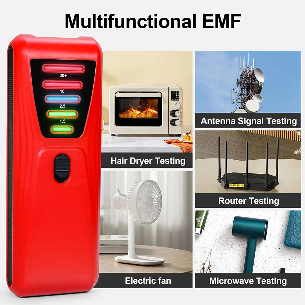 EMF Meter Electrical EMF Detector with LED Light Paranormal Investigation Equipment Battery Powered for Industrial Construction