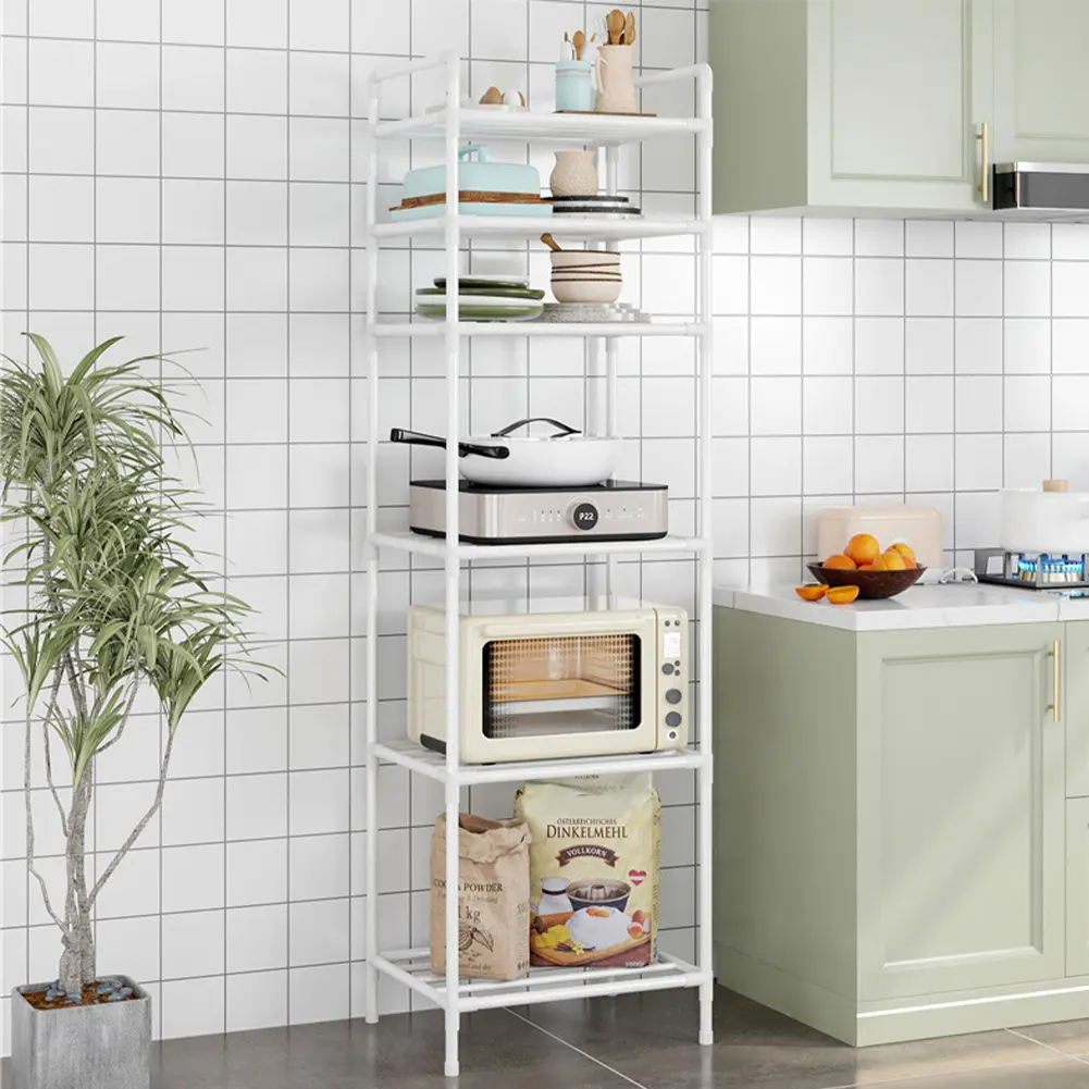 6 Tier Metal Storage Shelf Multi-Function Utility Shelf Heavy Duty Shelving Unit Pantry Shelves for Cooker Tableware