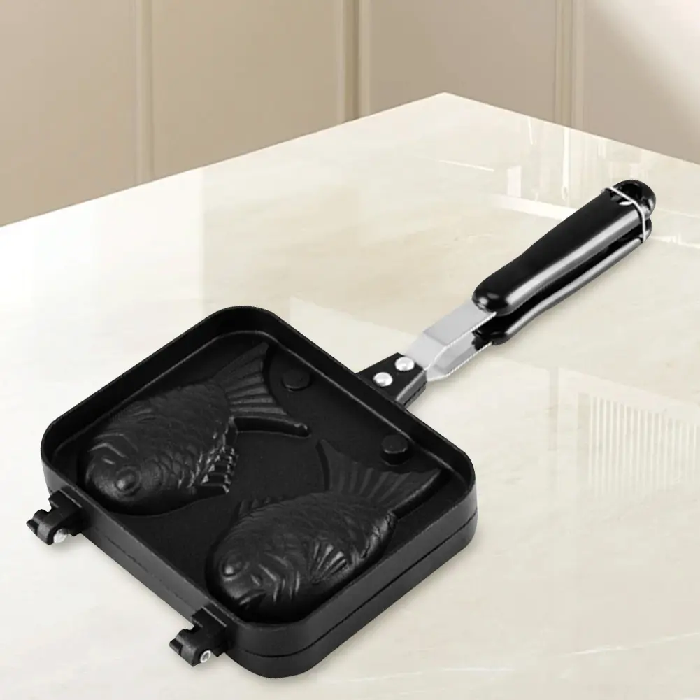Double Fish Shaped Taiyaki Dessert Waffle Cake Maker Pan Aluminum Alloy Japanese Pancake Double Pan Taiyaki Double Baking Pan