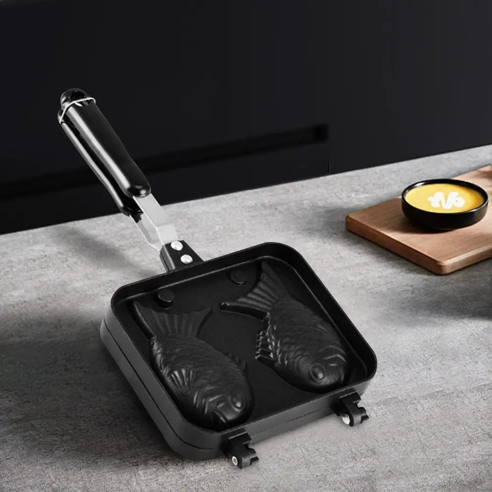 Double Fish Shaped Taiyaki Dessert Waffle Cake Maker Pan Aluminum Alloy Japanese Pancake Double Pan Taiyaki Double Baking Pan