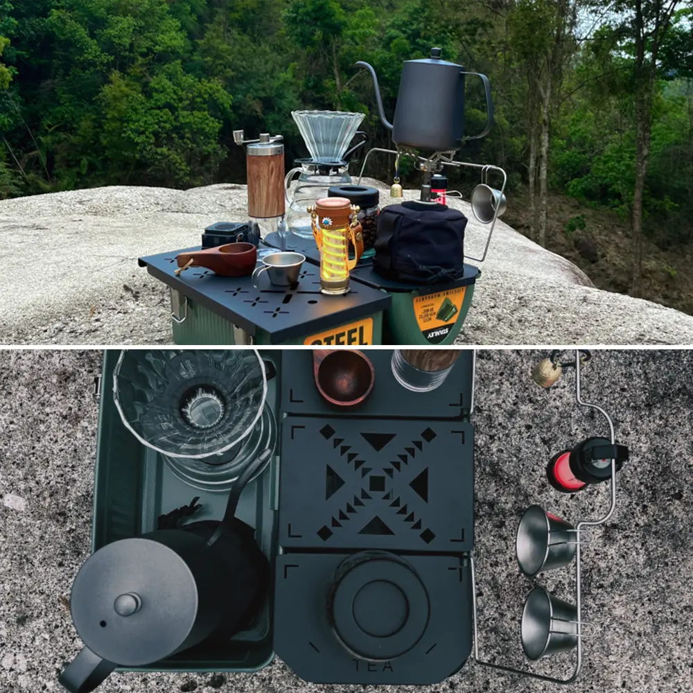 Folding Table Top Heavy Duty Table Board Plate Metal Mini Shelf Aluminum Alloy Suitable for Stanley Lunch Box9.4L