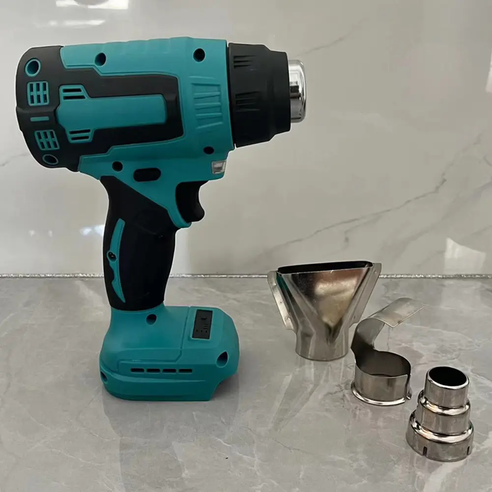 Cordless Hot Air Gun Handheld Hot Air Gun with 3 Nozzles Heat Gun Home Shrink Wrapping Tool 0-500℃ LED Light for Makita Battery