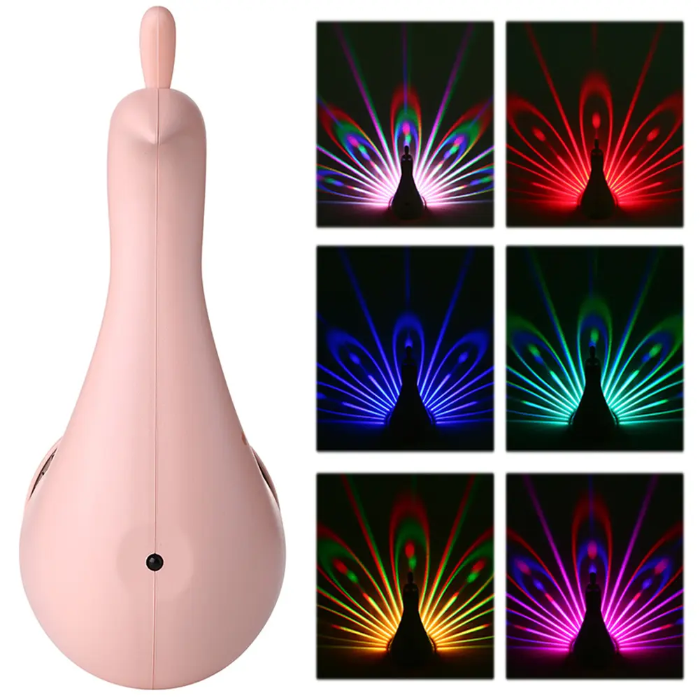 Creative LED Peacock Projection Lamp Remote Control Night Light Wall Lamp Bedside Lamp for Home Bedroom Bedside Wall Decor