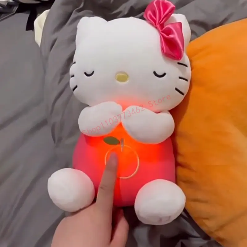 Hello kitty Plush Doll Breathable Soothes Toy Anime Baby Music Light Sleep Toys Model Kid Gift Not equipped with batteries