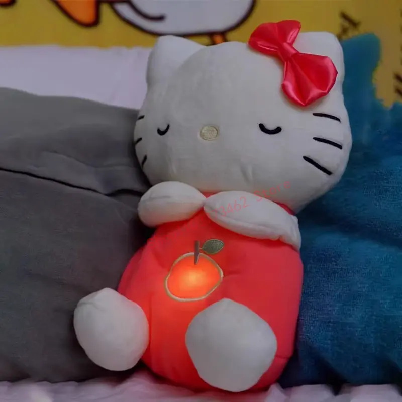 Hello kitty Plush Doll Breathable Soothes Toy Anime Baby Music Light Sleep Toys Model Kid Gift Not equipped with batteries