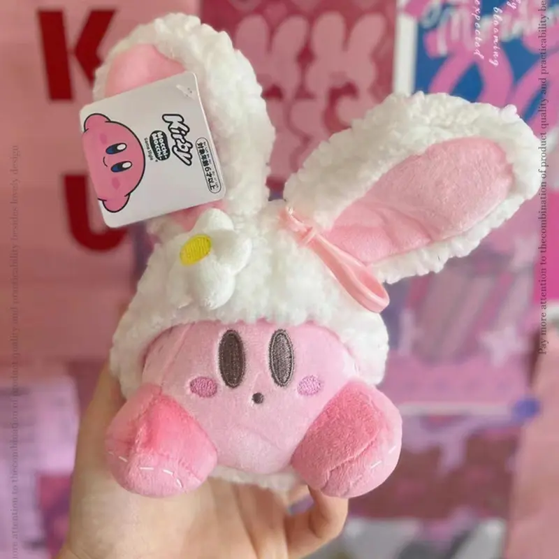 New Anime Cartoon Character Kirby Soft Plush Keychain Toy Pink And White Kirby Ornaments Decoration Pendant Girl Holiday Gifts