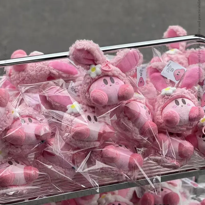 New Anime Cartoon Character Kirby Soft Plush Keychain Toy Pink And White Kirby Ornaments Decoration Pendant Girl Holiday Gifts