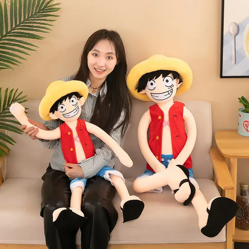 120cm anime One Piece Monkey D Luffy Plush Toy funny captain straw hat Luffy soft stuffed plushies Doll big size pillow kid gift