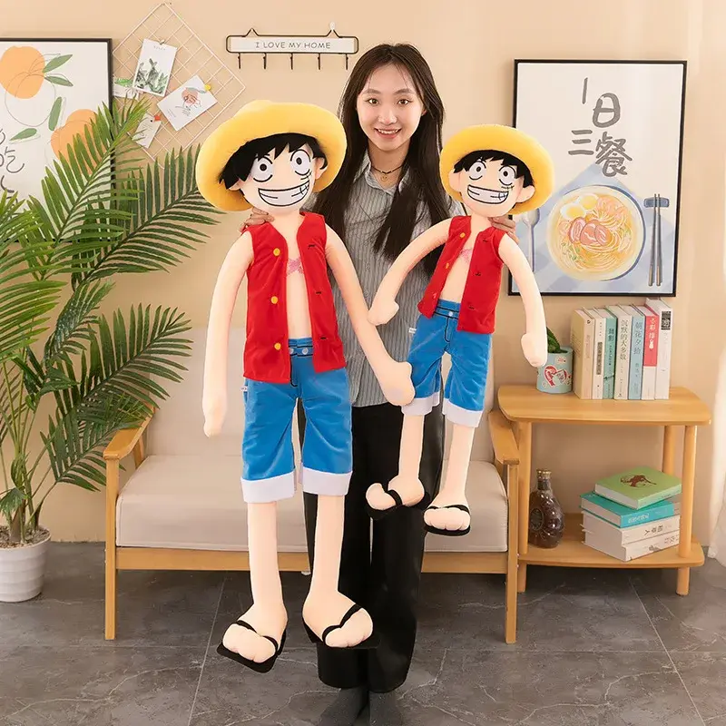 120cm anime One Piece Monkey D Luffy Plush Toy funny captain straw hat Luffy soft stuffed plushies Doll big size pillow kid gift