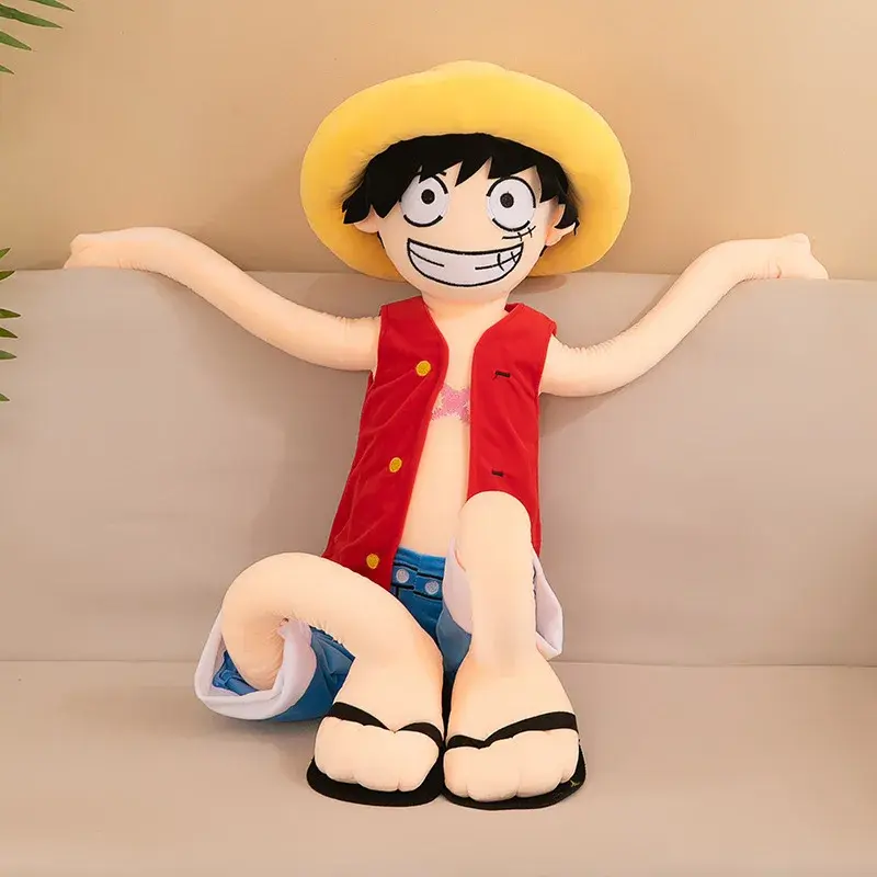 120cm anime One Piece Monkey D Luffy Plush Toy funny captain straw hat Luffy soft stuffed plushies Doll big size pillow kid gift