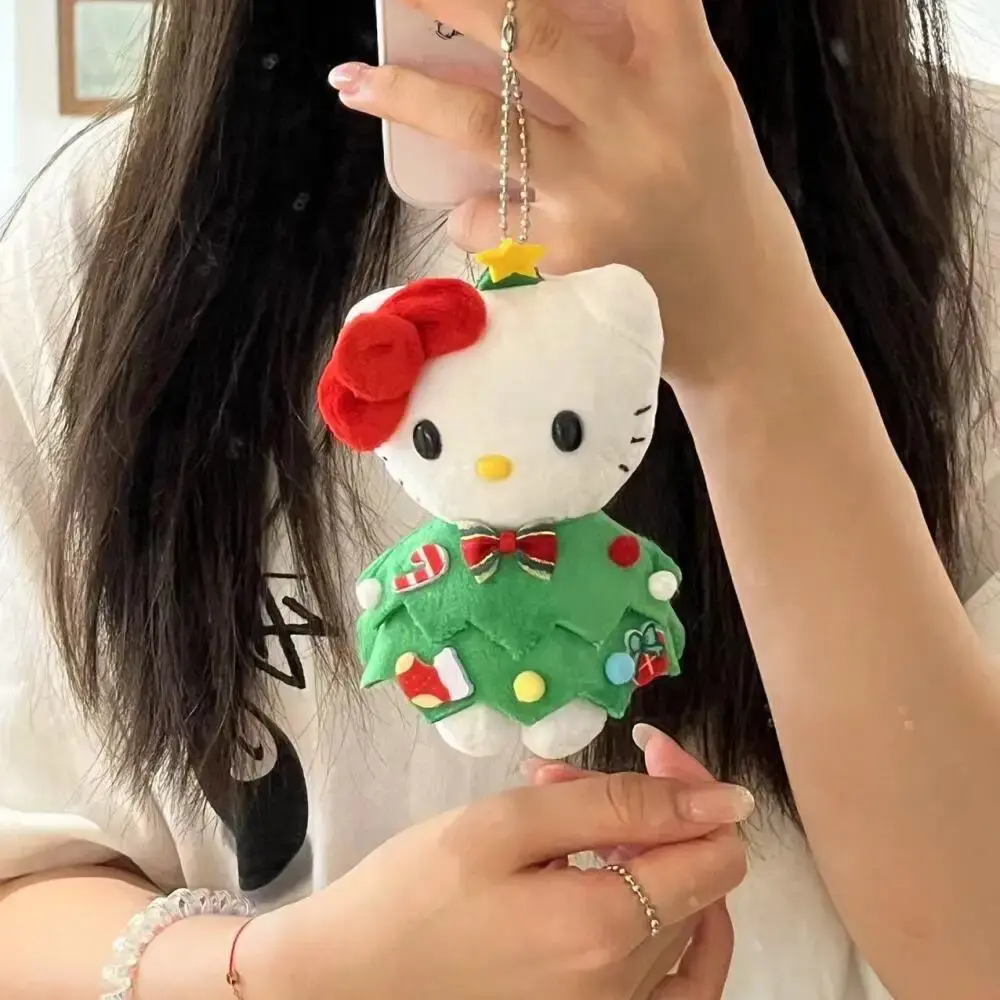 Kawaii HelloKitty Plush Doll Keychains Sanrio Cartoon Kitty Cat Doll Toys Pendant Fashion Keyring Bag Accessories Holiday Gifts