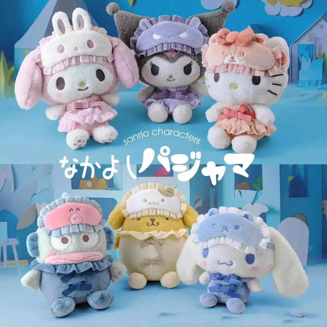 Melody Cinnamoroll Pajamas and Accessories Plush Keychain Dolls Cartoon Backpack Pendant Accessories Kids Girls Gifts Toy