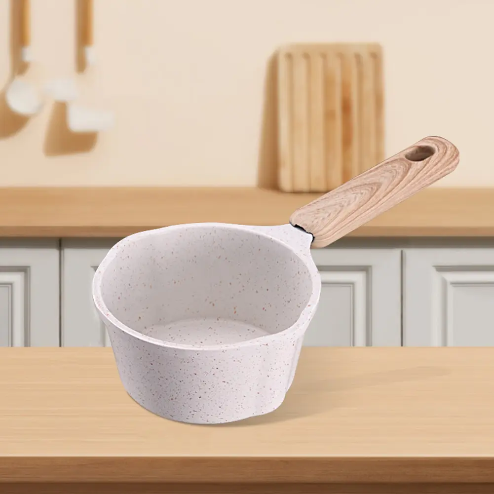 Hot Oil Pan with Pour Spout Mini Boiling Pan Small Saucepan Non-stick Frying Pan for Kitchen Induction Cooking Gas Stove Camping
