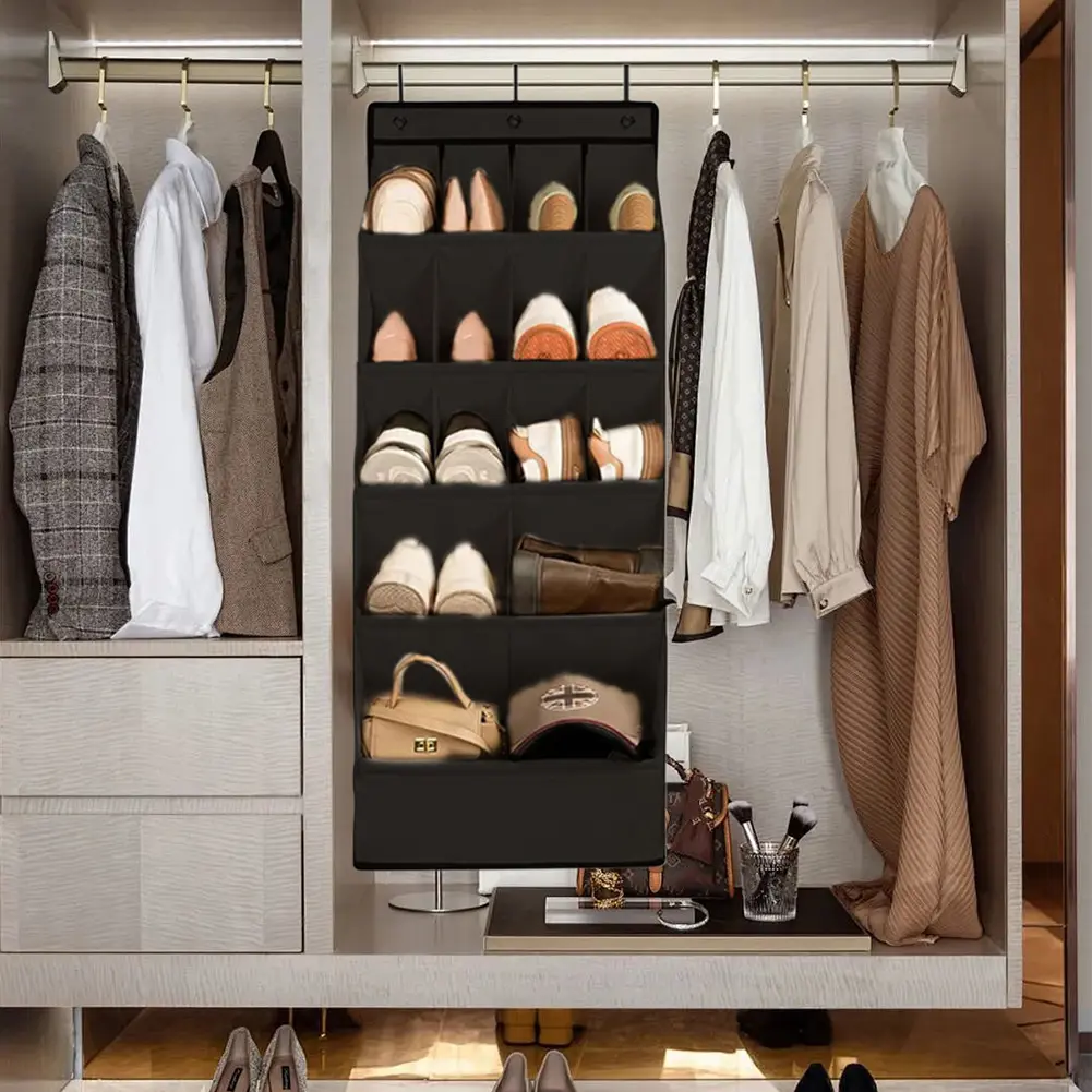 Large Pocket Shoe Holder Holds 12 Pairs Closet Shoe Organizer Shoe Organizer Door Hanger Door Shoe Storage Rack with Pockets