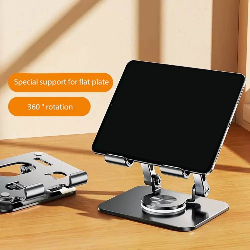 Foldable Mobile Phone Holder 360 Degree Rotating Hollowed Tablet Stand Holder Anti Slip Tablet Holder Height Adjustable for iPad