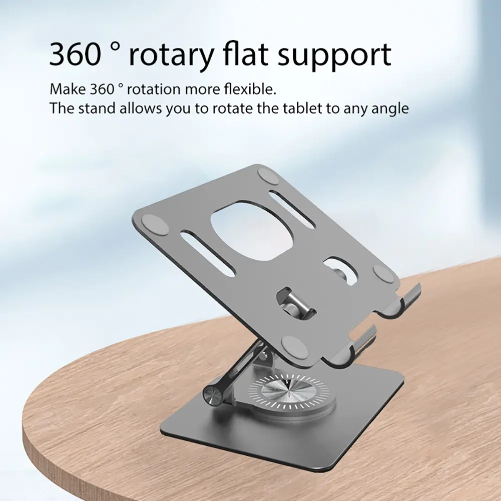 Foldable Mobile Phone Holder 360 Degree Rotating Hollowed Tablet Stand Holder Anti Slip Tablet Holder Height Adjustable for iPad