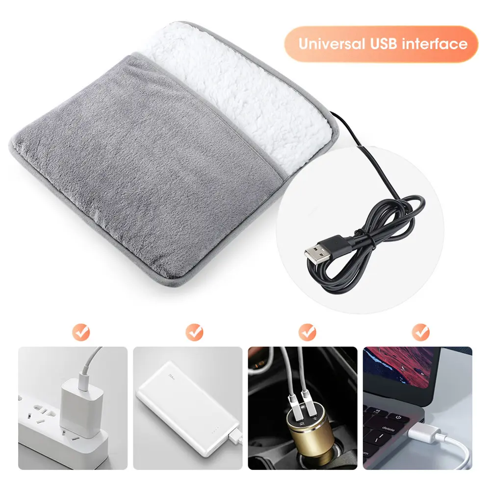Electric Foot Warmer USB Heating Pad Multi-Function Heated Foot Cover Soft Thermal Foot Muff for Home Office