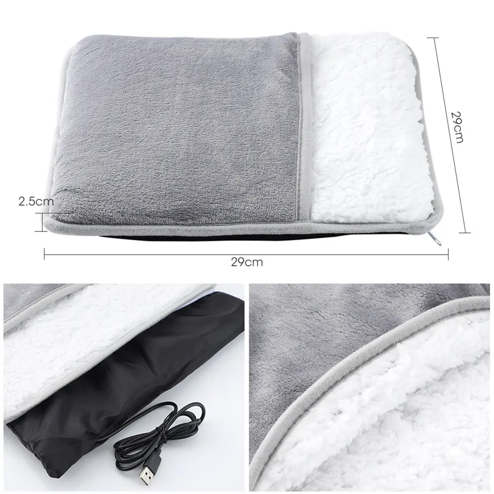 Electric Foot Warmer USB Heating Pad Multi-Function Heated Foot Cover Soft Thermal Foot Muff for Home Office