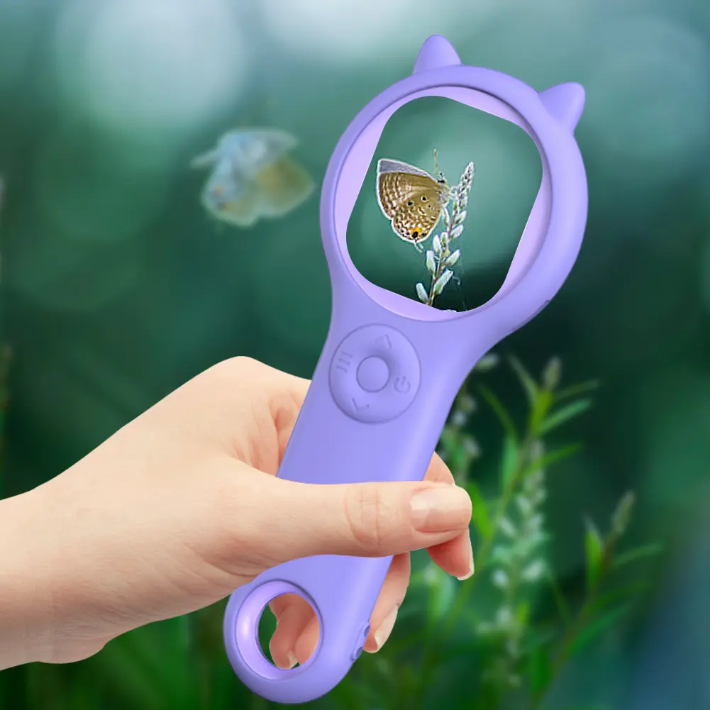 500X Handheld Digital Microscope 2 Inch IPS Screen Magnifying Glass Handheld Pocket Microscope Children Science Educational Toys