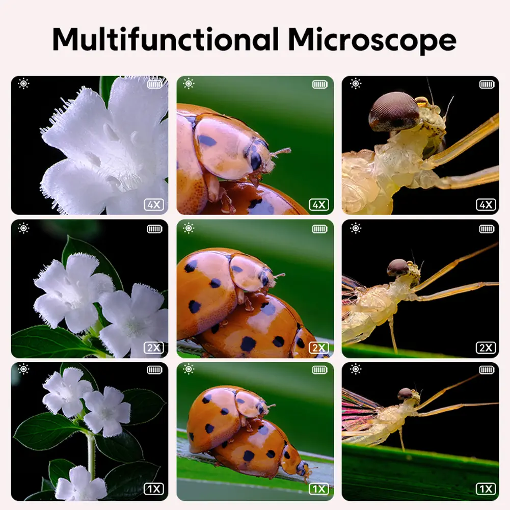 500X Handheld Digital Microscope 2 Inch IPS Screen Magnifying Glass Handheld Pocket Microscope Children Science Educational Toys