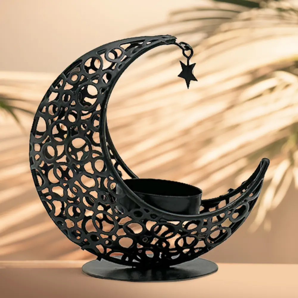 Eid Mubarak Candle Holder Metal Moon Candle Holder Home Islamic Muslim Party Decor Ramadan Decoration Eid Mubarak Table Decor