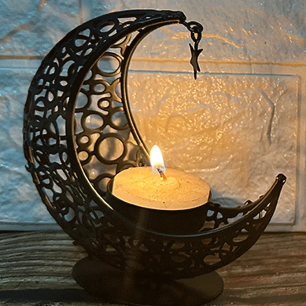 Eid Mubarak Candle Holder Metal Moon Candle Holder Home Islamic Muslim Party Decor Ramadan Decoration Eid Mubarak Table Decor
