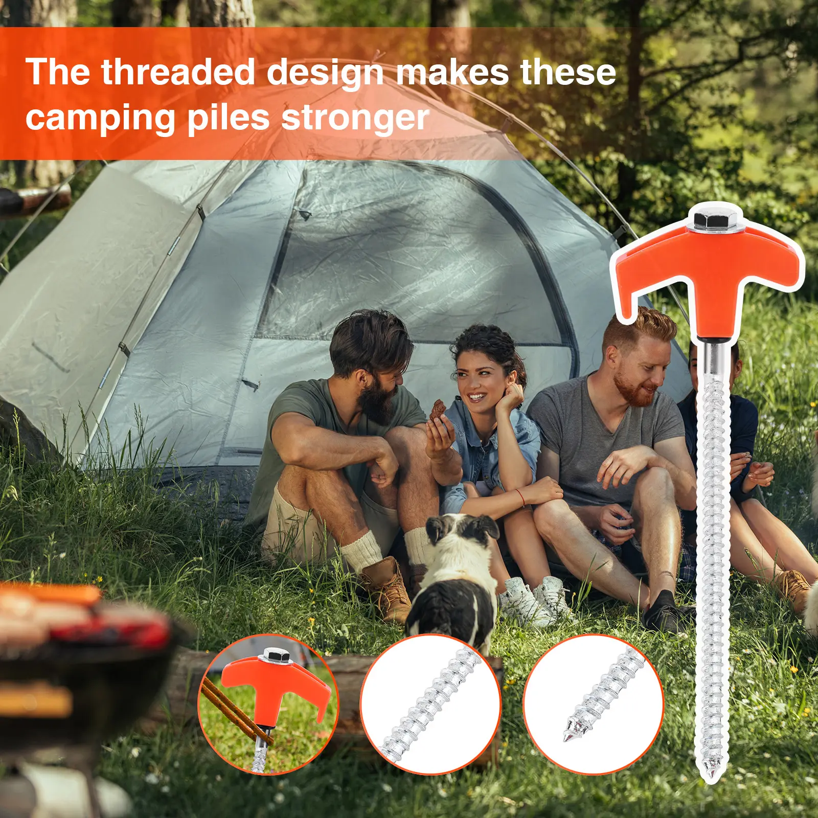 20 Pack 7inch Pegs Screw In Drill Top Includes Hex Head Driver & Storage Box Awning Pegs Metal Threaded Tent Spikes for Camping