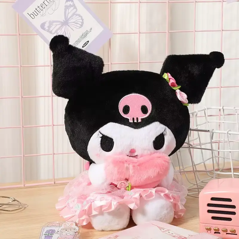 25cm Sanrio Strawberry Kuromi Pillow Plush Toy Girls Soft Stuffed Animal Toys Strawberry Melody Doll Gift