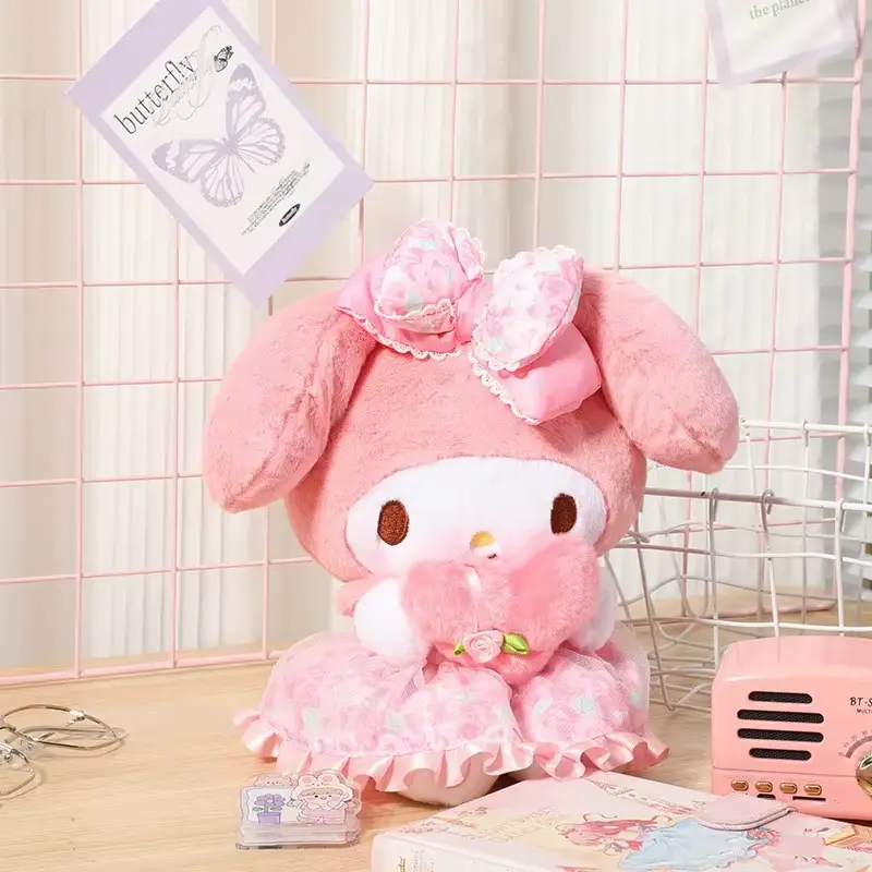 25cm Sanrio Strawberry Kuromi Pillow Plush Toy Girls Soft Stuffed Animal Toys Strawberry Melody Doll Gift
