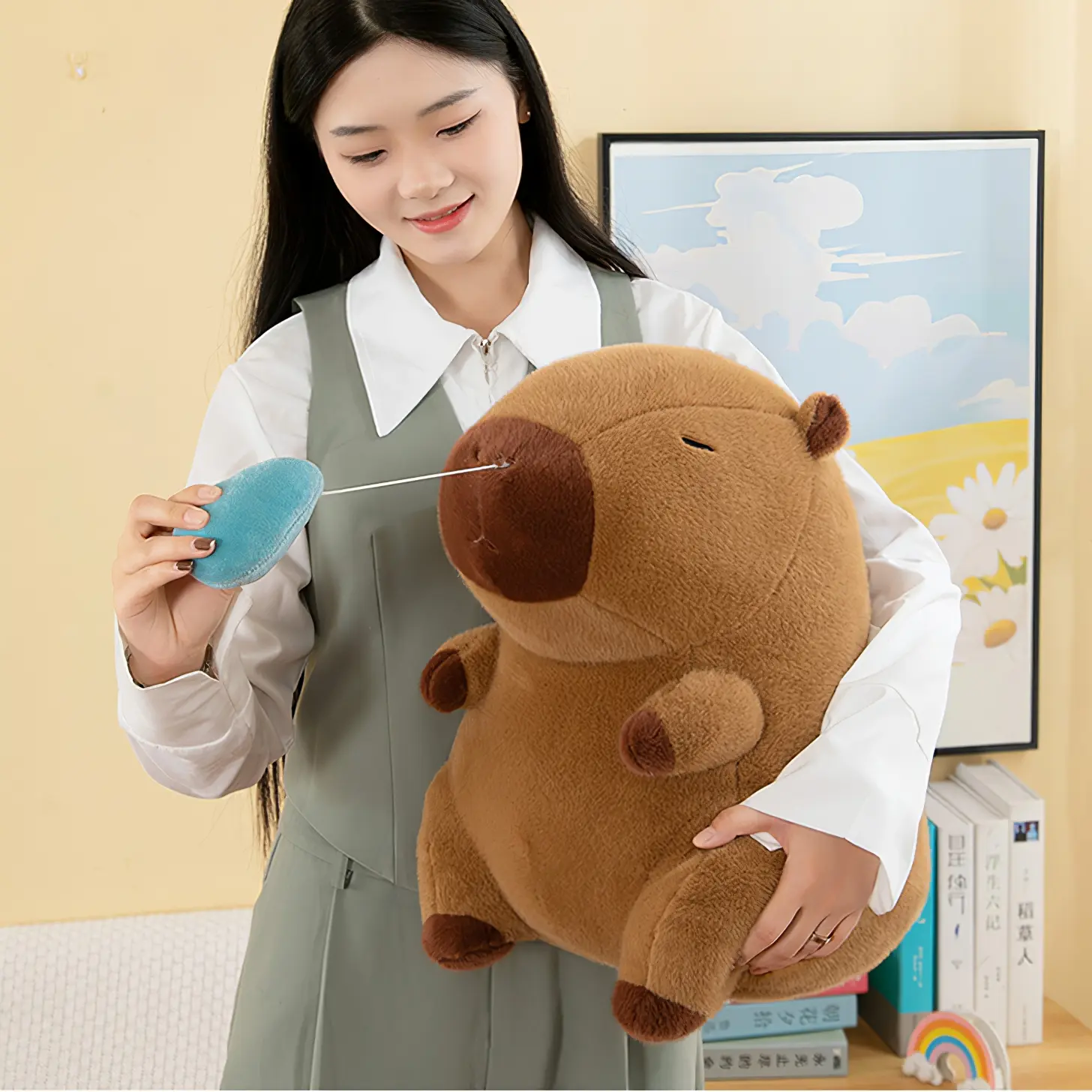 50cm Cartoon Snot Capybara Plush Toy Kawaii Simulation Animal Cute Plush Soft Stuffed Doll Throw Pillow Large Size Birthday Gift