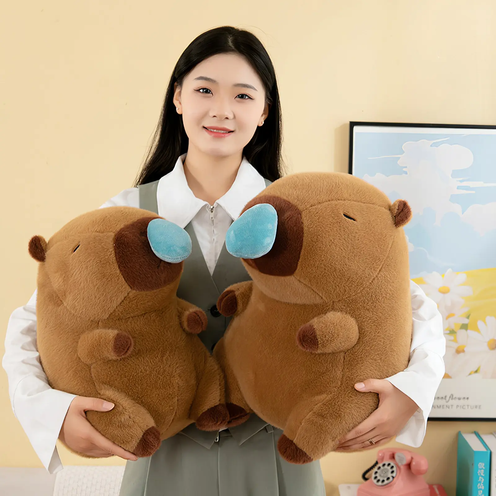 50cm Cartoon Snot Capybara Plush Toy Kawaii Simulation Animal Cute Plush Soft Stuffed Doll Throw Pillow Large Size Birthday Gift