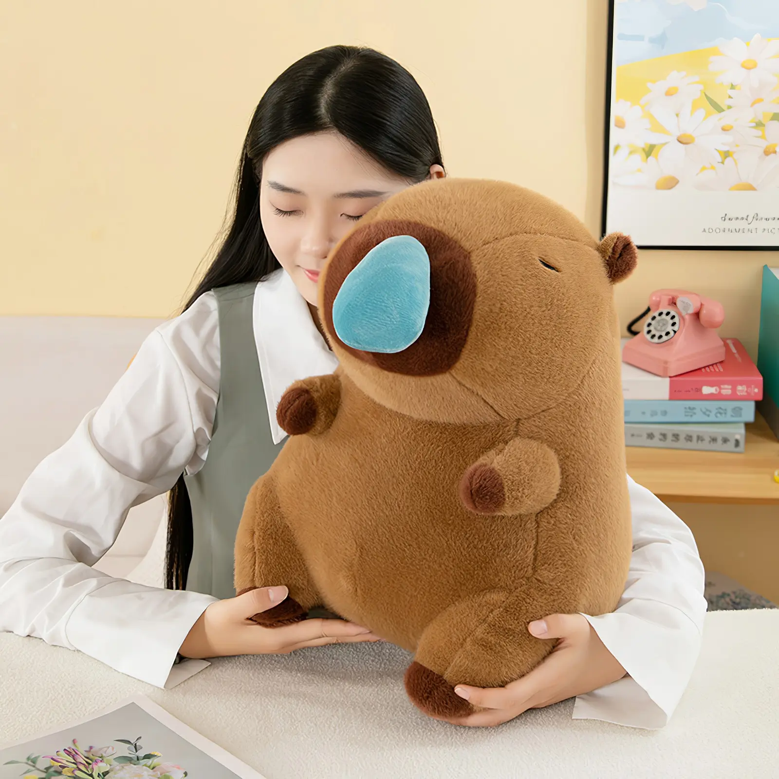 50cm Cartoon Snot Capybara Plush Toy Kawaii Simulation Animal Cute Plush Soft Stuffed Doll Throw Pillow Large Size Birthday Gift