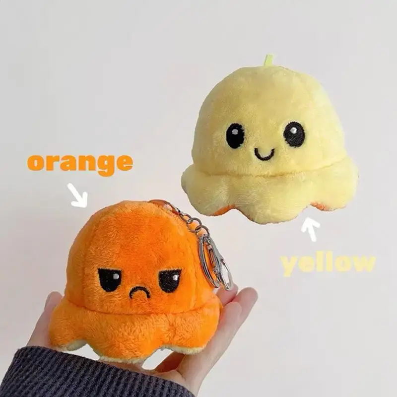 Cute Octopus Plush Toy Keychain Color Expression Variable Plush Cartoon Lovely Soft Stuffed Doll Bag Pendant Car Ornament Gift