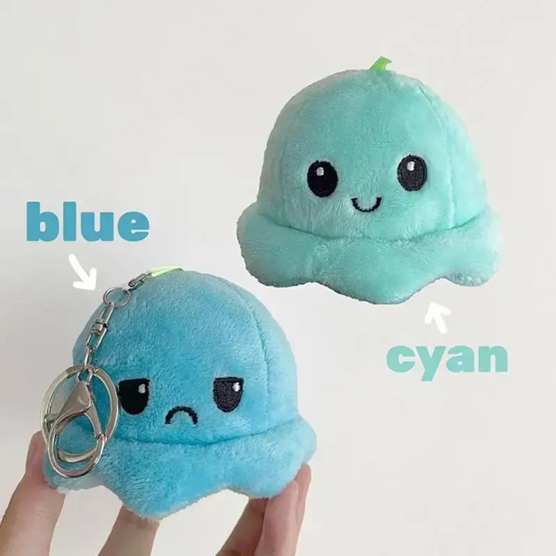 Cute Octopus Plush Toy Keychain Color Expression Variable Plush Cartoon Lovely Soft Stuffed Doll Bag Pendant Car Ornament Gift