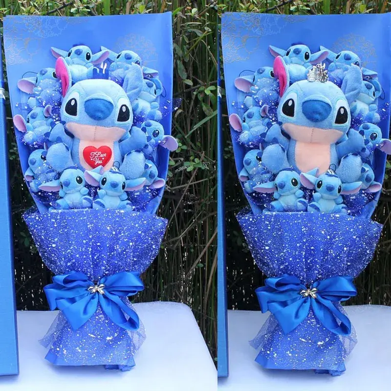 Disney Mickey Minnie Mouse Flower Bouquet Cartoon Lilo Stitch Donald Duck Daisy Plush Toy Doll Bouquet Birthday Valentine Gift