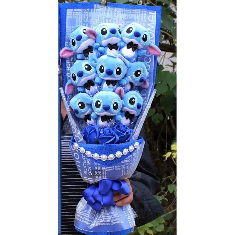 Disney Mickey Minnie Mouse Flower Bouquet Cartoon Lilo Stitch Donald Duck Daisy Plush Toy Doll Bouquet Birthday Valentine Gift