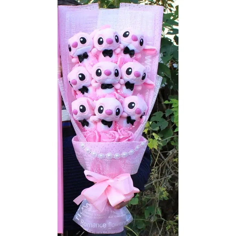 Disney Mickey Minnie Mouse Flower Bouquet Cartoon Lilo Stitch Donald Duck Daisy Plush Toy Doll Bouquet Birthday Valentine Gift
