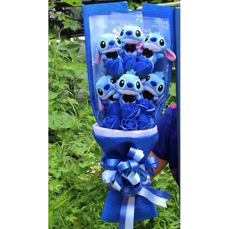 Disney Mickey Minnie Mouse Flower Bouquet Cartoon Lilo Stitch Donald Duck Daisy Plush Toy Doll Bouquet Birthday Valentine Gift