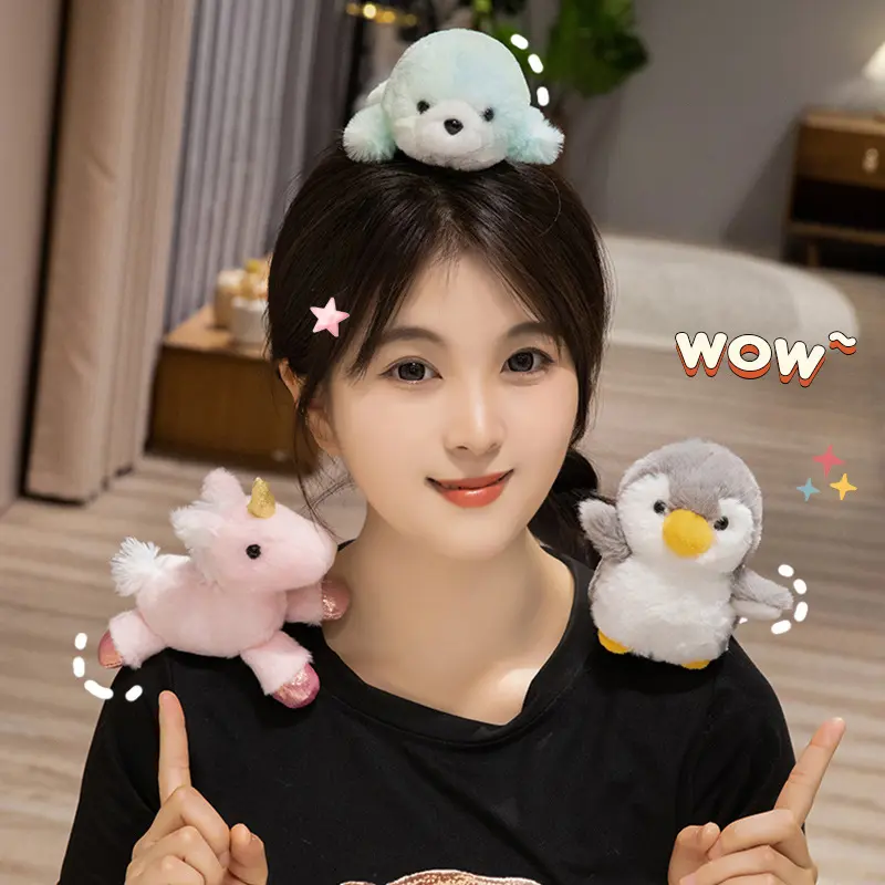 Animals Plush Toys With Magnets Can Stand On Your Shoulder Cartoon Stuffed Dolls Birthday Gifts School Party Bag Accessories
