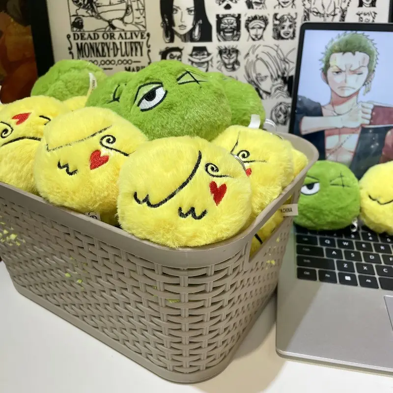 Japanese  Plush Pendant Talking Vocalized Green Algae Head Zoro Yellow Algae Head Keychain Pendant Plush Toy Black Bath Head