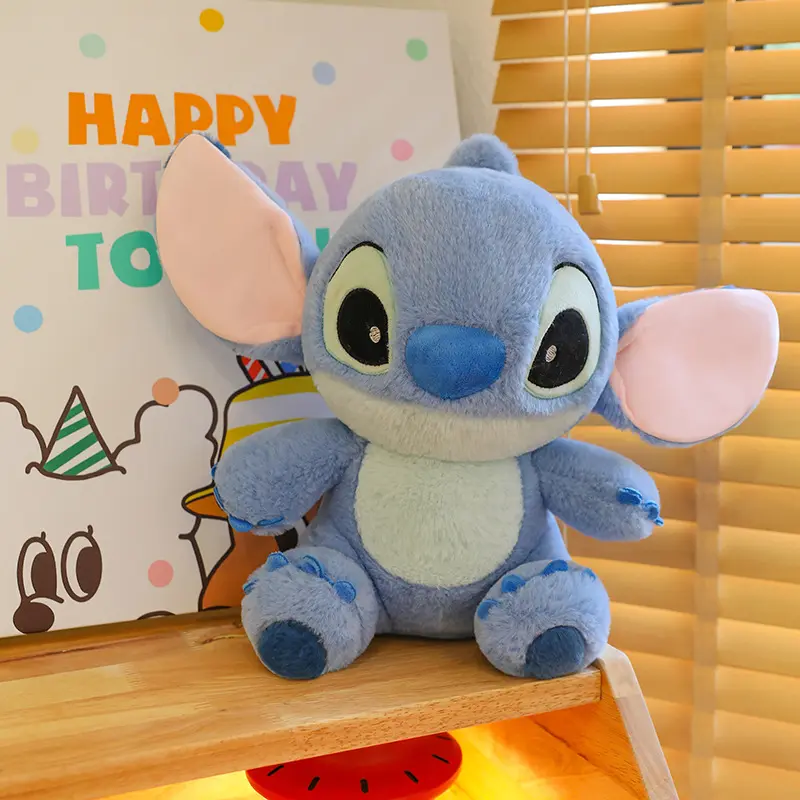 32cm New Blue Rabbit Fur Classic Stitch Plush Toy Soft and Comfortable Cartoon Large Doll Home Filling Doll Suitable