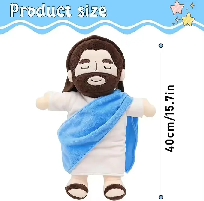 Jesus Soothes Plush Doll Breathing Light Child Soothes Toys Anime Cute Baby Music Light Sleep Toys Kid Christmas Birthday Gifts