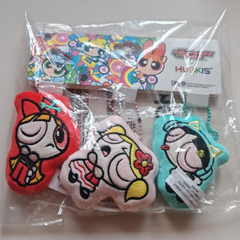 New The Powerpuff Girls Pressing Sound Toy Buttercup Plush Pendant Bubbles Blossom Backpack Plush Doll Keychain Decoration Gift