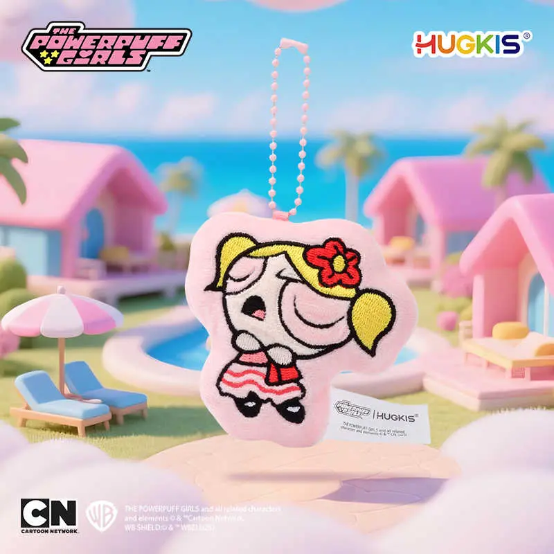 New The Powerpuff Girls Pressing Sound Toy Buttercup Plush Pendant Bubbles Blossom Backpack Plush Doll Keychain Decoration Gift