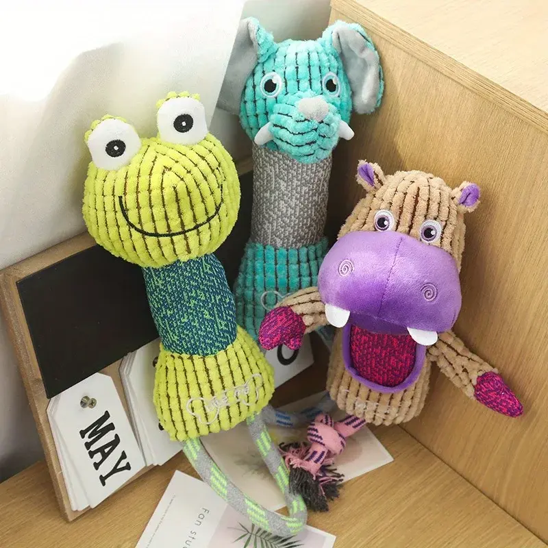 Durable Squeaky Plush Dog Toys: Bite-Proof Corduroy Toys for Puppies & Adult Dogs