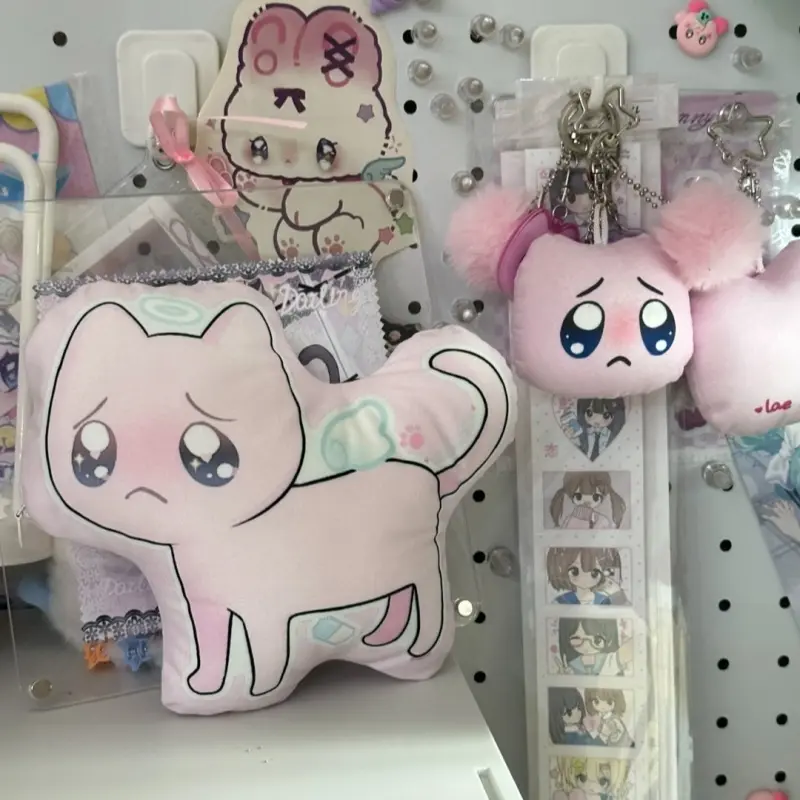 Needy Girl Overdose Cute Angel Producer Cat Anime Game Pillow Toy Rain Cos Prop Japanese Cute Plush Doll