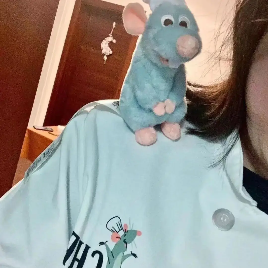 Ratatouille Mouse Remy Stuffed Animal Plush Shoulder Magnet Toy with Hairband Birthday Gift for Girls Boys Fans