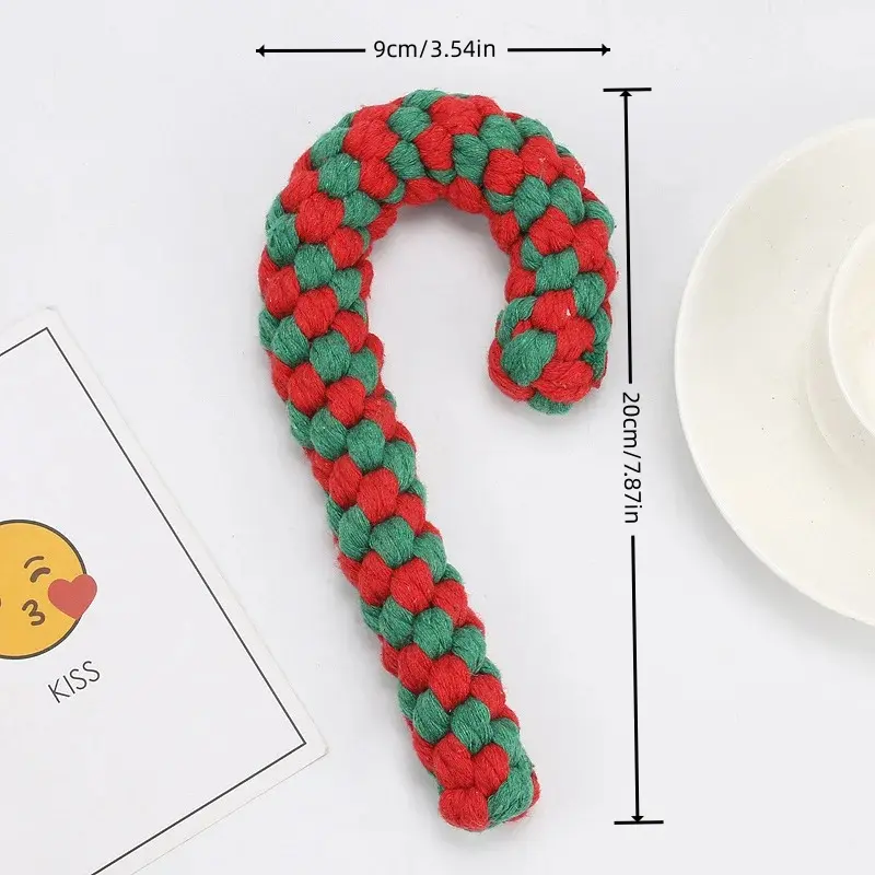 Christmas Dog Toy Pet Cotton Rope Knot Interactive Dog Toys Ball for Puppy Dogs Large Dogs Toothbrush Chew Dog Accessories